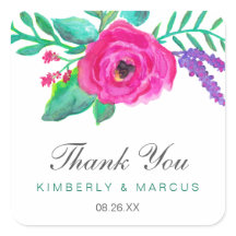 Tack för Blommigt av elegant Färg vattenfärg