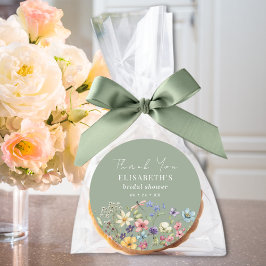 Tack för Blommigt av elegant Grönt Möhippa Runt Klistermärke