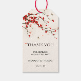 Tack för Blommigt av färgen Cherry Blommars Waterc Presentetikett