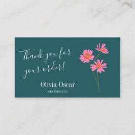 Tack för Blommigt av färglös modern Rosa Grönt Visitkort