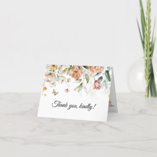 Tack för Blommigt av fronten, insidan och baksidan Kort