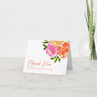 Tack för Blommigt av Orange med shock rosa Kort