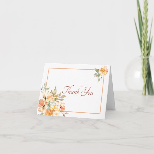 Tack för blommigt av vattenfärg för gult och orang (Framsida)