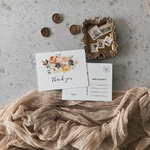 Tack för Blommigt för Elegant på rustik höst Vykort
