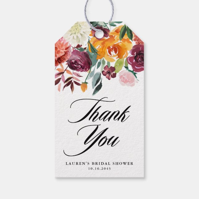 Tack för Blommigt för höstbloomar Presentetikett (Baksidan)