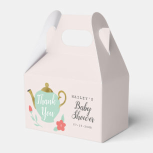 Tack för blommigt för Teapartybaby shower Presentaskar