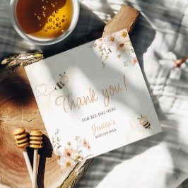Tack för blommigt Honungsbin Babyskare Gåvor Etiketter