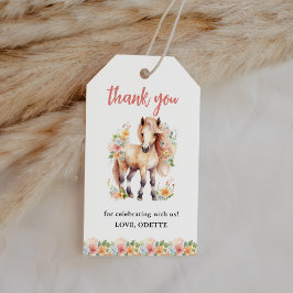 Tack för blommigt Horse Baby Shower Presentetikett