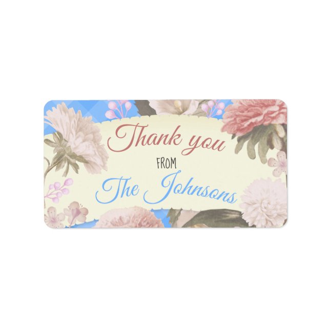 Tack för blommigten adressetikett (Framsidan)