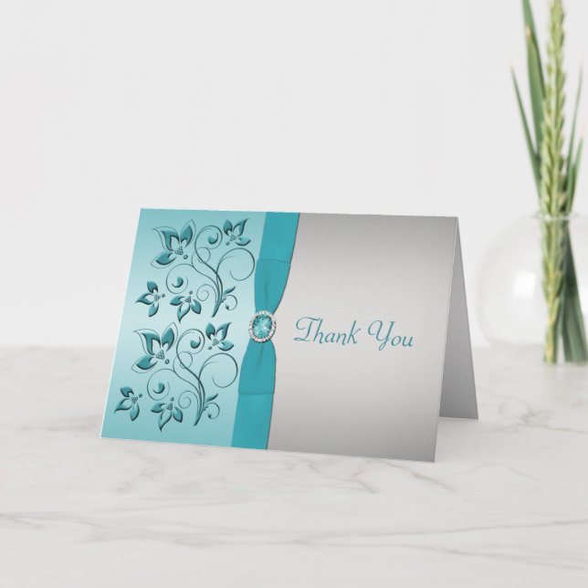 Tack för Blommigten Aqua och Silver (Framsida)