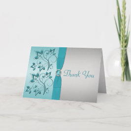 Tack för Blommigten Aqua och Silver Kort