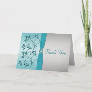 Tack för Blommigten Aqua och Silver Kort