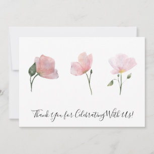 Tack för Blommigten av vattenfärg i rosa Blommor Kort