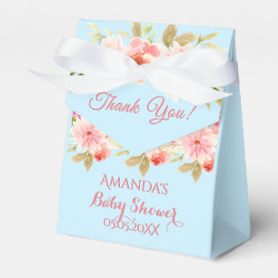 Tack för blommigten Babydussblått rosa Presentaskar