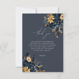 Tack för Blommigten Blue och Guld Luxe Kort