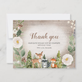 Tack för Blommigten Card Winter Woodland Animal Wh