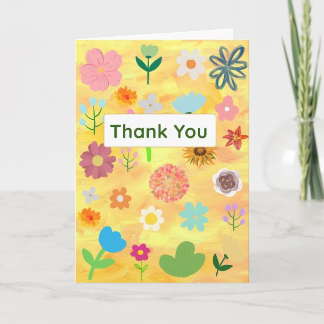Tack för Blommigten Cute och Söt Kort (Framsida)