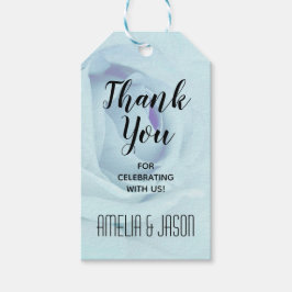 Tack för Blommigten elegant blått Ro Presentetikett