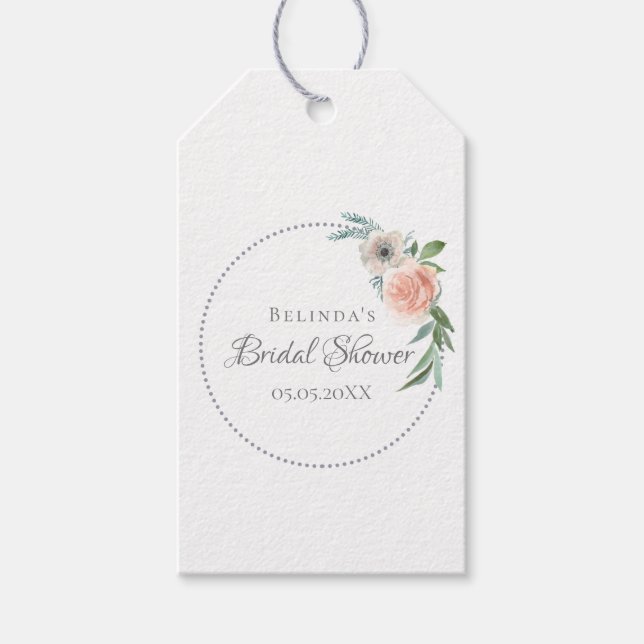 Tack för blommigten för  rosa i möhippan presentetikett (Framsidan)