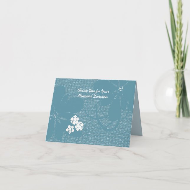 Tack för Blommigten Pastellblått för minnesdonatio Kort (Framsida)
