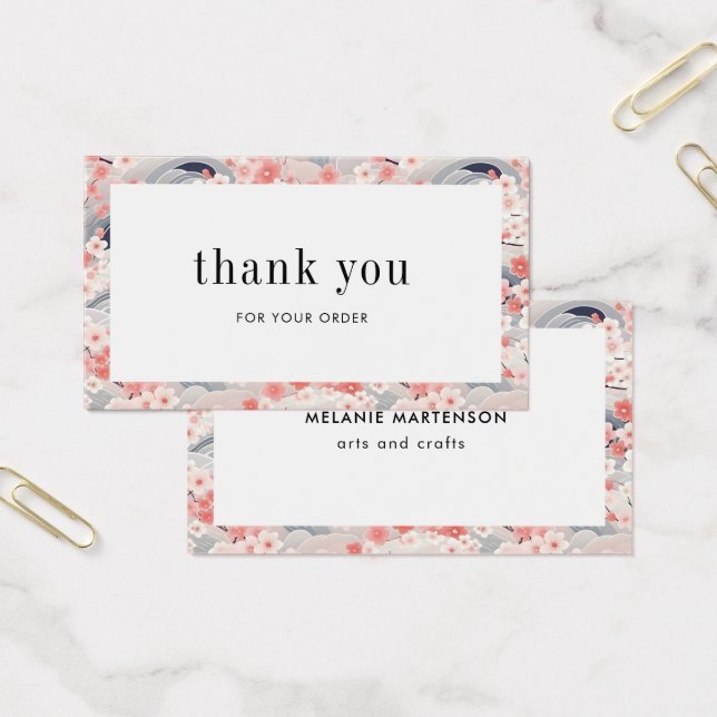 Tack för Blommigten rosa och blått Sakura Visitkort (Kontor)