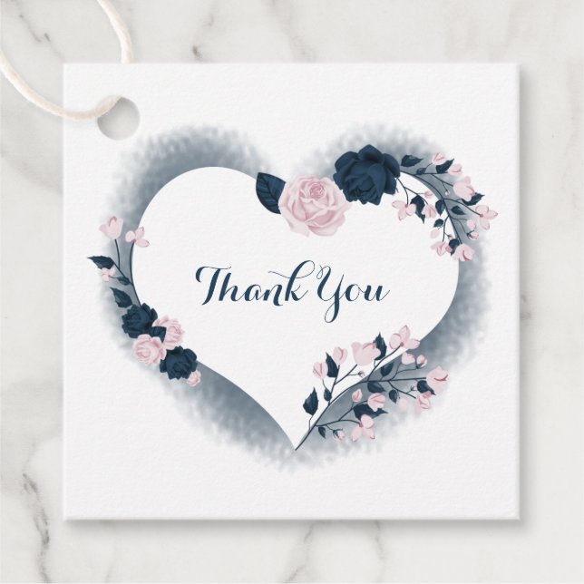 Tack för blommigten rosa och flotta gåvor etiketter (Framsida)