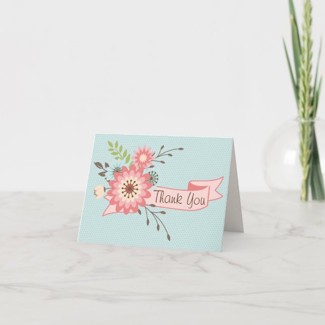 Tack för Blommigten söt Blue och Coral (Framsida)