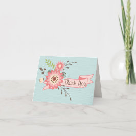 Tack för Blommigten söt Blue och Coral Kort