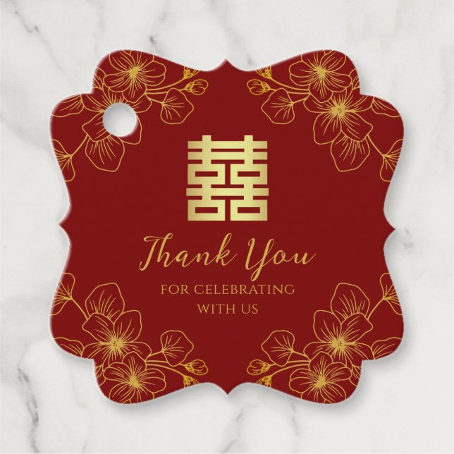 Tack för blommigtens körsbärssystem, blommar kines gåvor etiketter (Framsida)