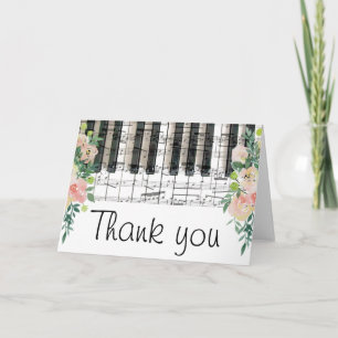 Tack för blommigtens musikpiano tangentbord kort