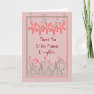 Tack för blommor, dotter, gratulationskort kort
