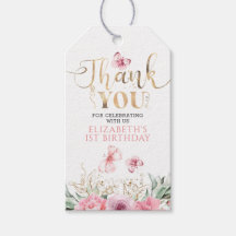 Tack för blommor och fjärilar på födelsedagen