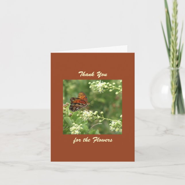Tack för blommor, Orange Butterfly Kort (Framsida)