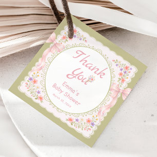 Tack för blommstrande baby Wildflower Baby Shower Gåvor Etiketter