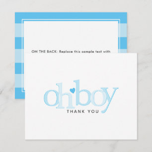 Tack för Blue Heart Boy Baby Shower Kort