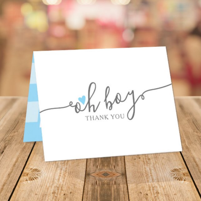 Tack för Blue Heart Boy Baby Shower Kort (Skapare uppladdad)