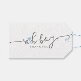 Tack för Blue Heart Boy Baby Shower Presentetikett