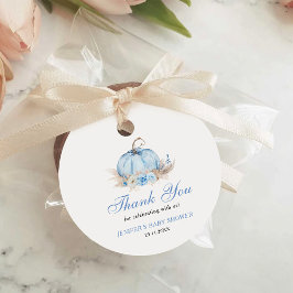 Tack för Blue Pumpkin Baby Shower Gåvor Etiketter