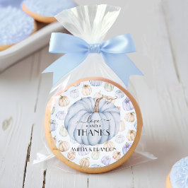 Tack för Blue Pumpkin Baby Shower Runt Klistermärke