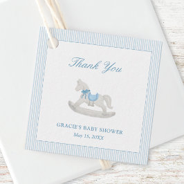 Tack för Blue Rocking Horse Boy Baby Shower Gåvor Etiketter