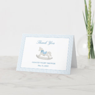 Tack för Blue Rocking Horse Boy Baby Shower Kort