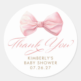 Tack för blushbåge elegant flicka bebis shower runt klistermärke