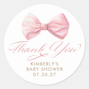 Tack för blushbåge elegant flicka bebis shower runt klistermärke