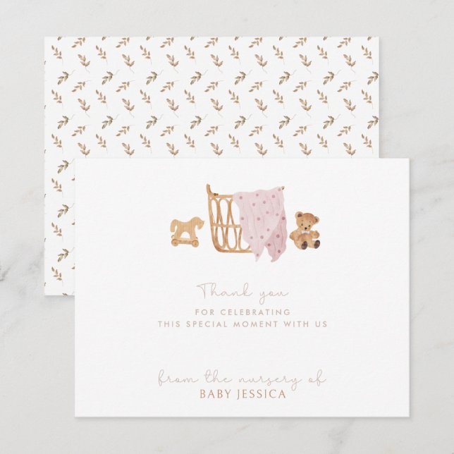 Tack för Boho Baby Shower-kortet - baby-crib Inbjudningar (Fram/baksida)