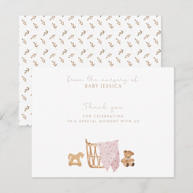 Tack för Boho Baby Shower-kortet - baby-crib Inbjudningar (Fram/baksida)