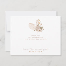 Tack för Boho Baby Shower-kortet - Svan & Blommigt Inbjudningar