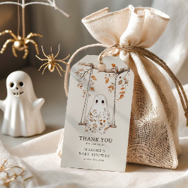 Tack för Boho Fall Ghost Baby Shower Presentetikett