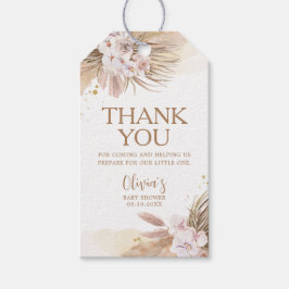 Tack för Boho Pampas Grass Baby Shower Presentetikett