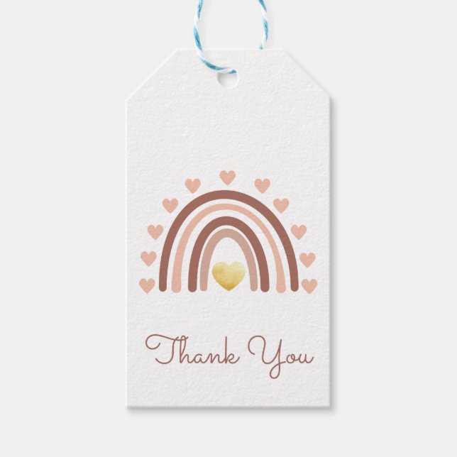 Tack för Boho Rainbow  Gift-Märkre Presentetikett (Framsidan)