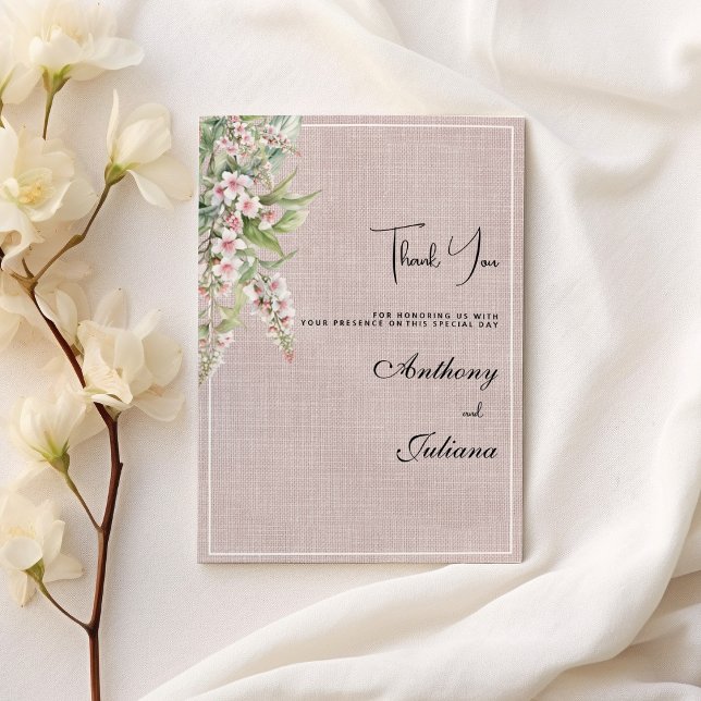 Tack för botanisk  rosa mynta blommigt inbjudningar (Botanical rustic blush pink mint floral Thank You)